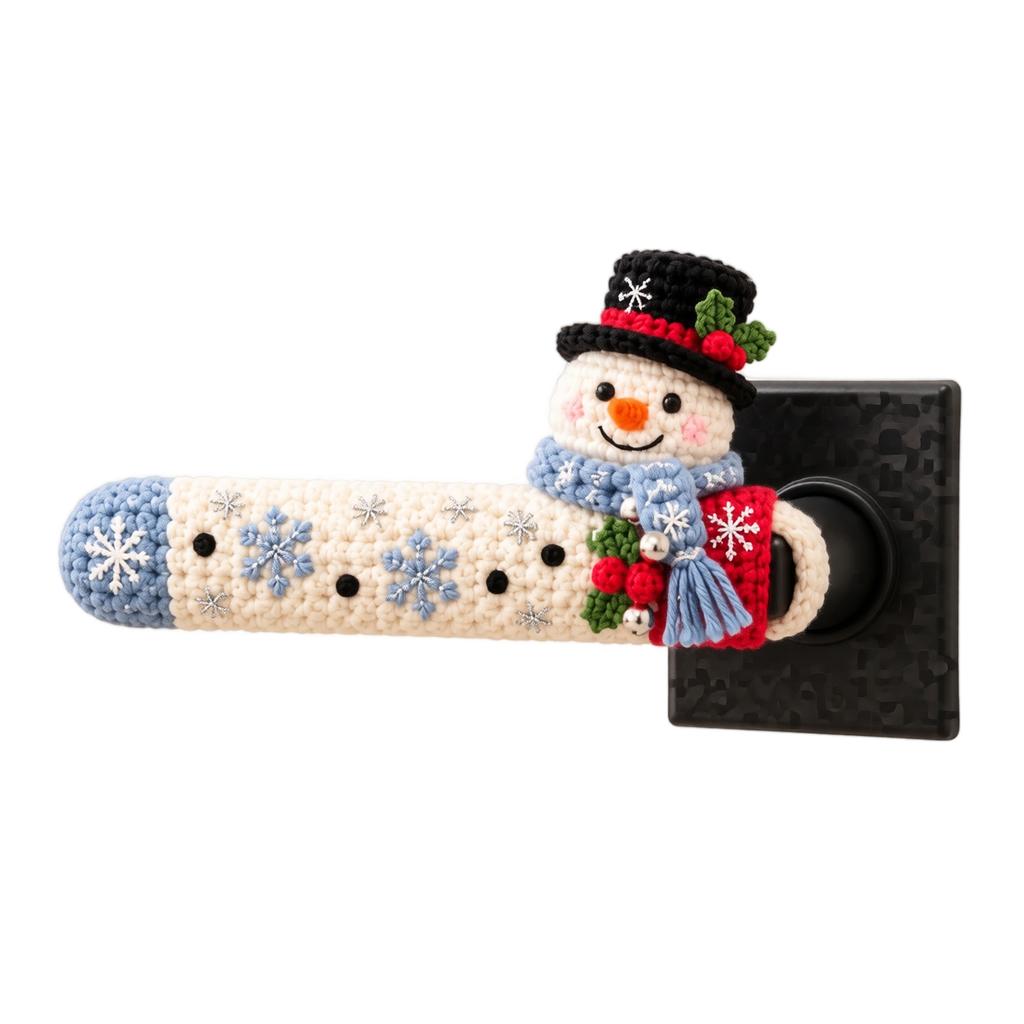 Crochet Christmas Door Handle Cover, Festive Holiday Door Knob Decoration for Home