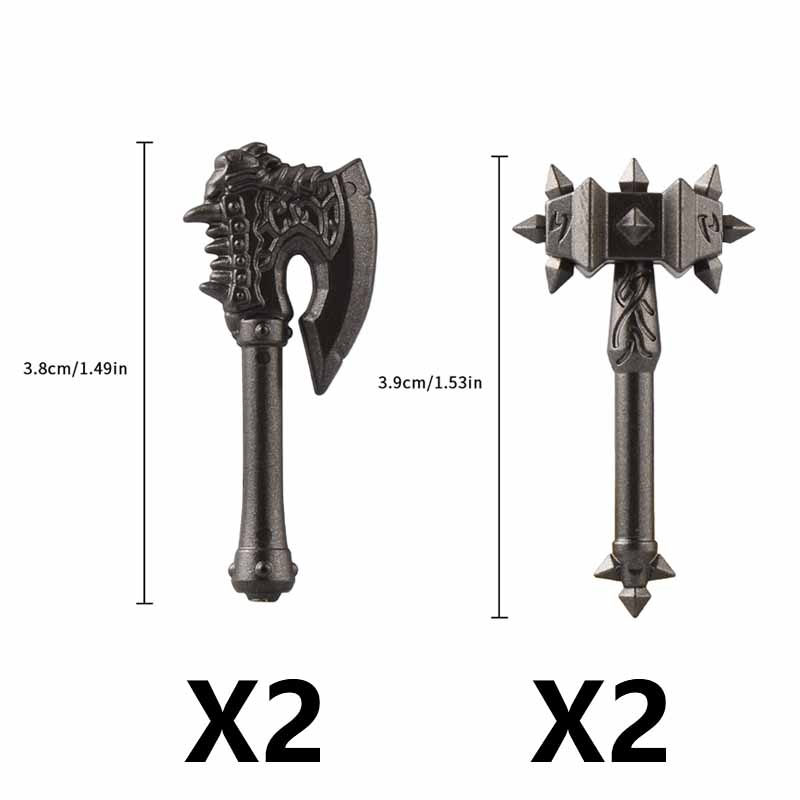 Medieval Figure Weapons Accessories Kits Building Blocks King Sword Lion King Shield Trident Battle Double-edged Axe Brick Toy