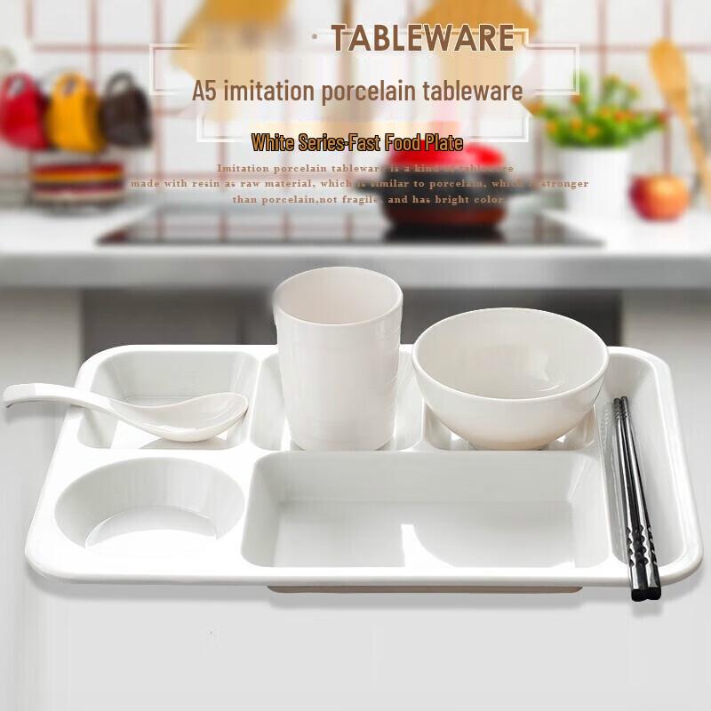 Rectangular 6-Compartment Melamine Cafeteria Tray