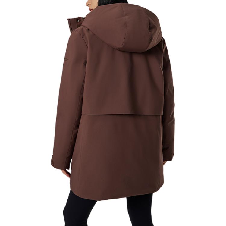SAUCONY Solid Color Long Hooded Down Jacket Women Outerwear Chestnut-Brown SC1240166A-CO56