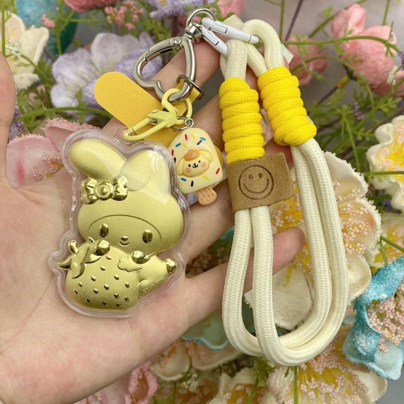 Shuibei 999 Pure Gold My Melody Strawberry KT Pendant Keychain & Bag Charm Ornament
