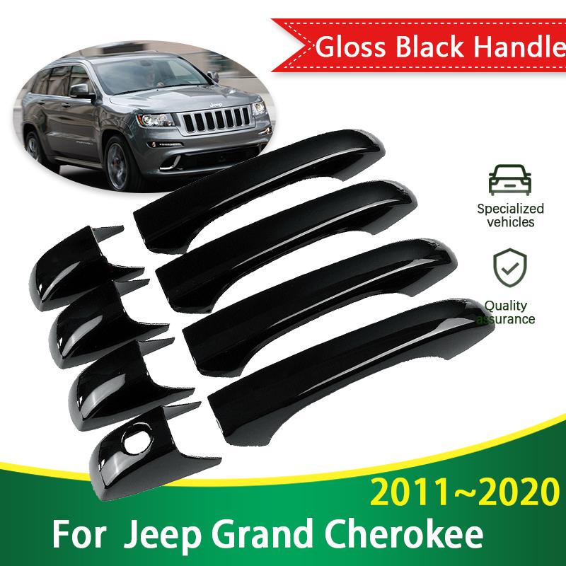 For Jeep Grand Cherokee WK2 2011~ 2012 2013 2014 2015 Gloss Black Outer Door Handle Cover Protective Sticker Car Accessories