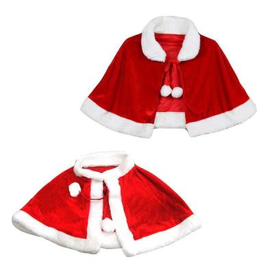 Children's Red Velvet Hooded Santa Cape Costume