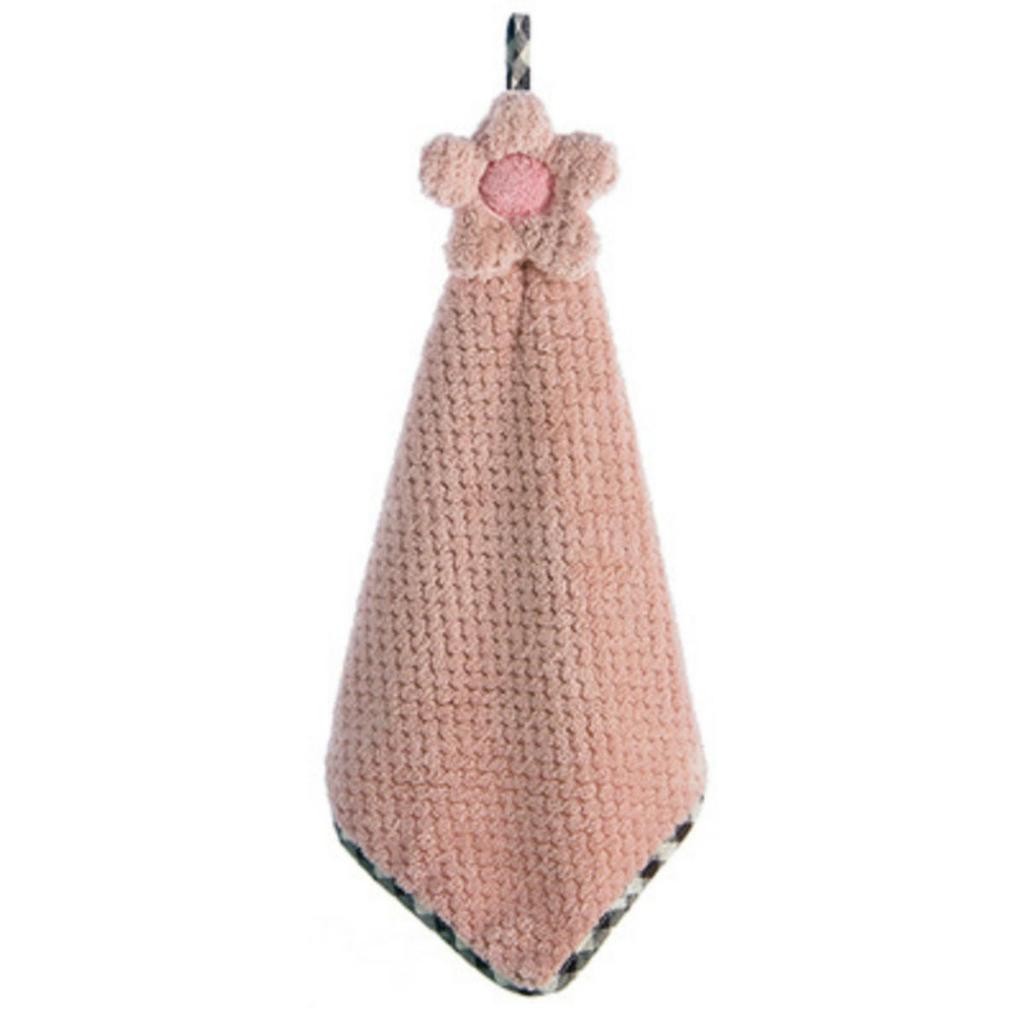 Hand Towel Coral Velvet  Grid Cartoon Hanging Style Bathroom Kitchen Dishwashing Thickened Absorbent Creative Cloth