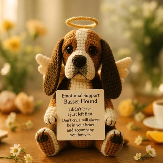Memorial Positive Crocheted Puppy Emotional Support Angel Dog Handmade Positive Crochet Animal