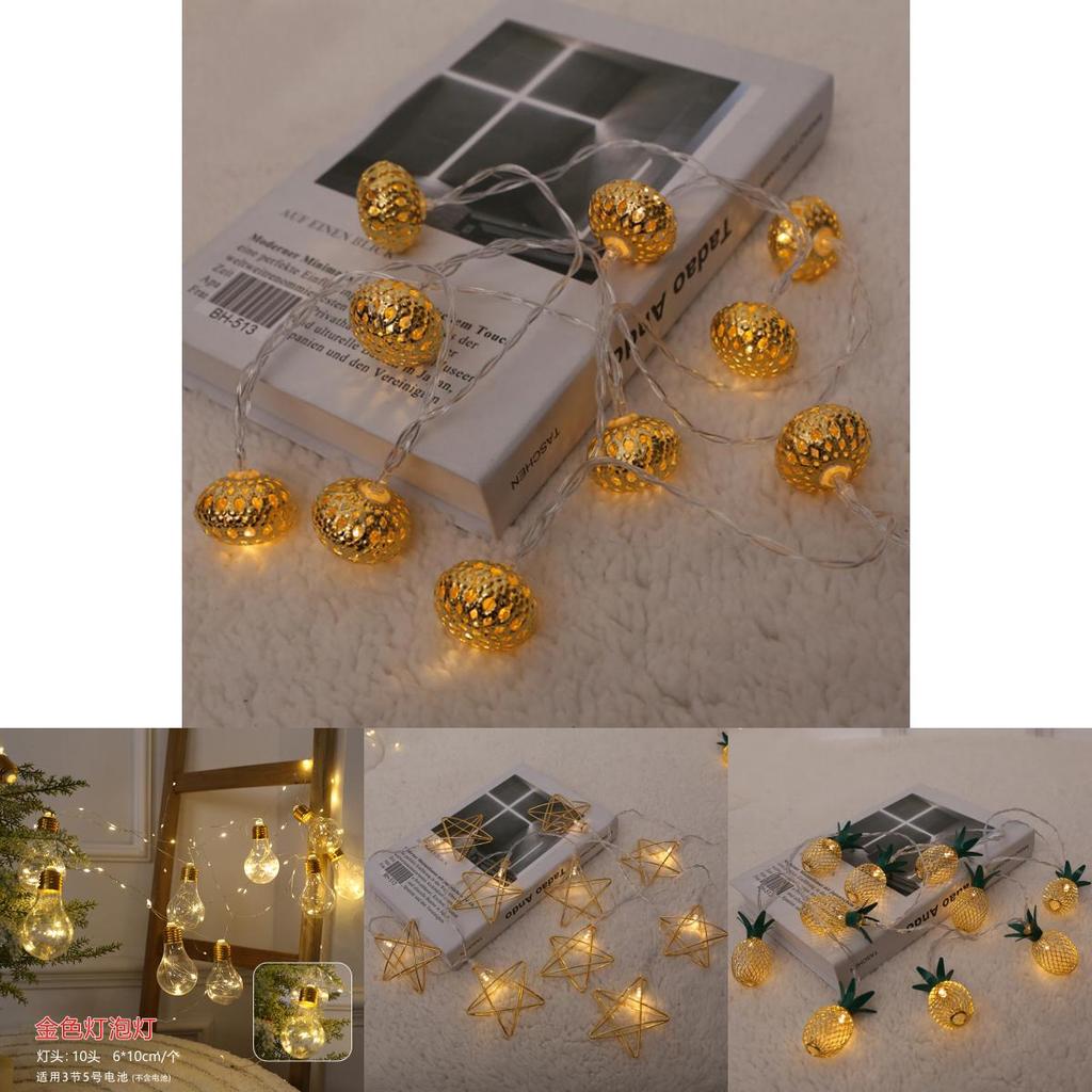 Christmas Tree Decoration Lights With Illuminated Bulb And Star For Holiday Festive Decor
