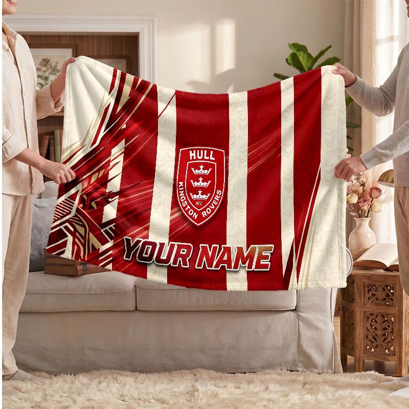 Hull KR Flannel Blanket, Custom Name Text Personalized Soft Throw Blanket Home Decor Gift