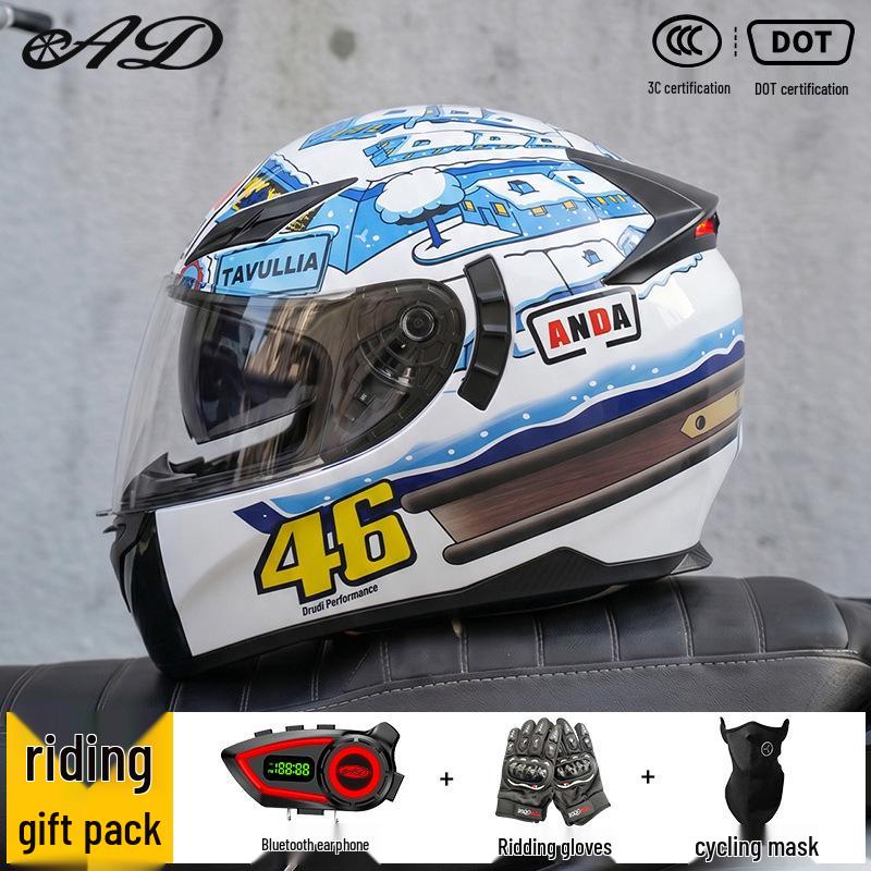 Bluetooth Smart Taillight Flip-Up Motorcycle Helmet for Men and Women - All-Season, Full Coverage for Electric and Off-Road Riding