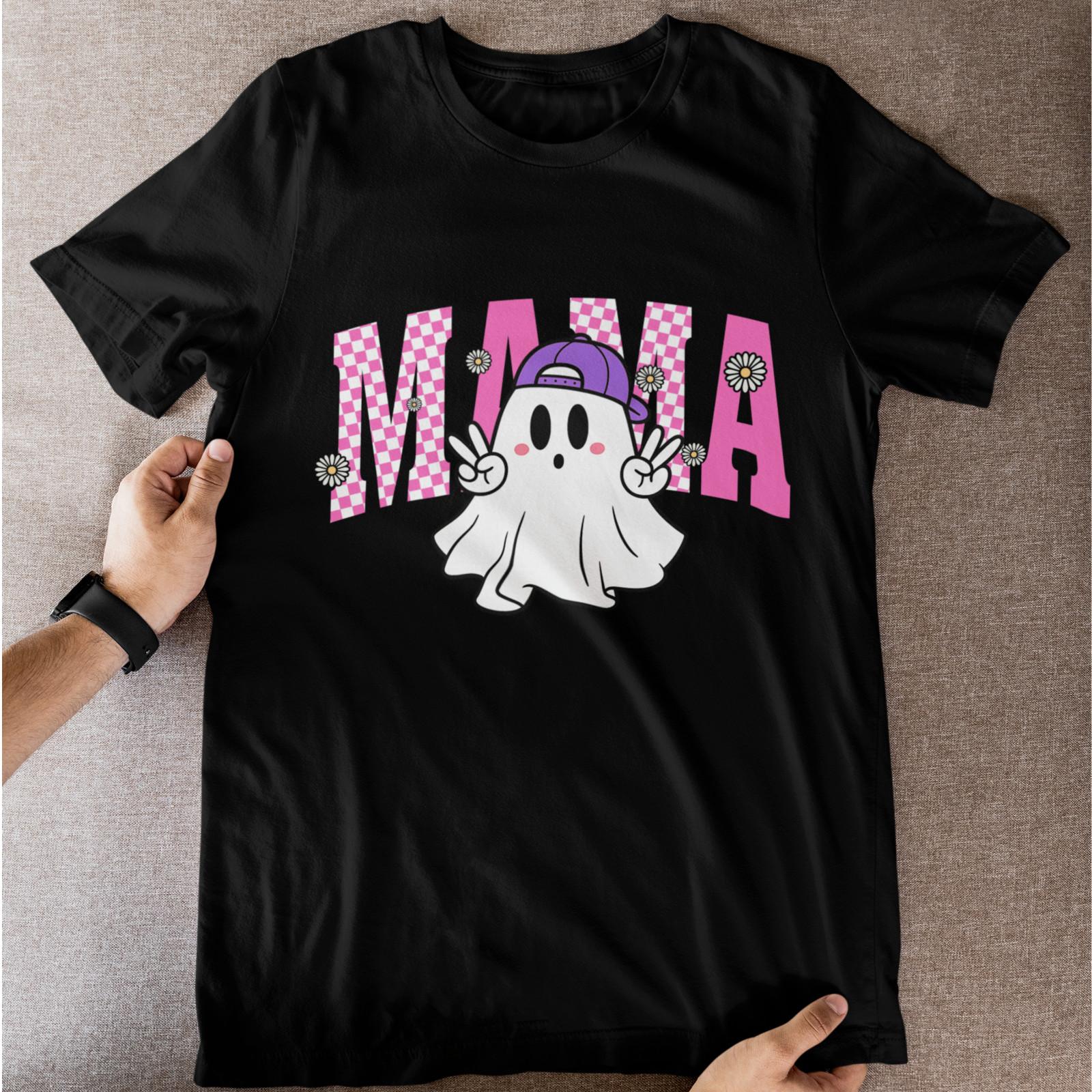 Cute Ghost Mama Shirt Halloween Mom Pink Graphic Tee Fall Gift XXL