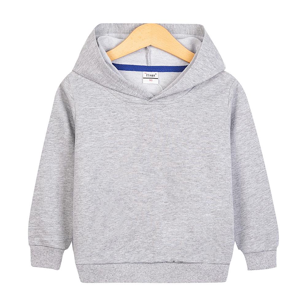 Autumn/Winter Solid Color Hooded Sweatshirt for Kids, Casual Top/Outerwear, Custom Patterns Available
