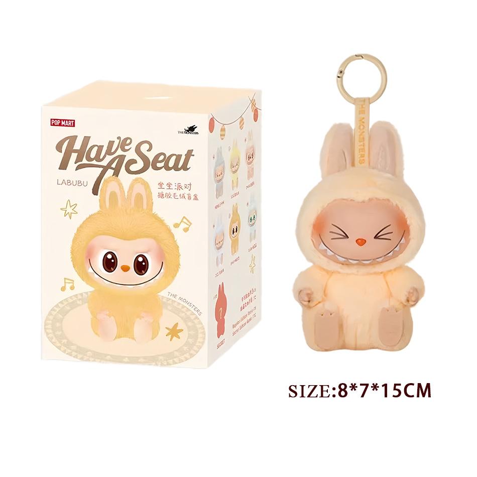 Monsters Labubu Sit-Down Party-serien Hjertevarmende Macaron-dukke Kawai Gjettepose Figurmodell Veske Nøkkelring Samling Deco
