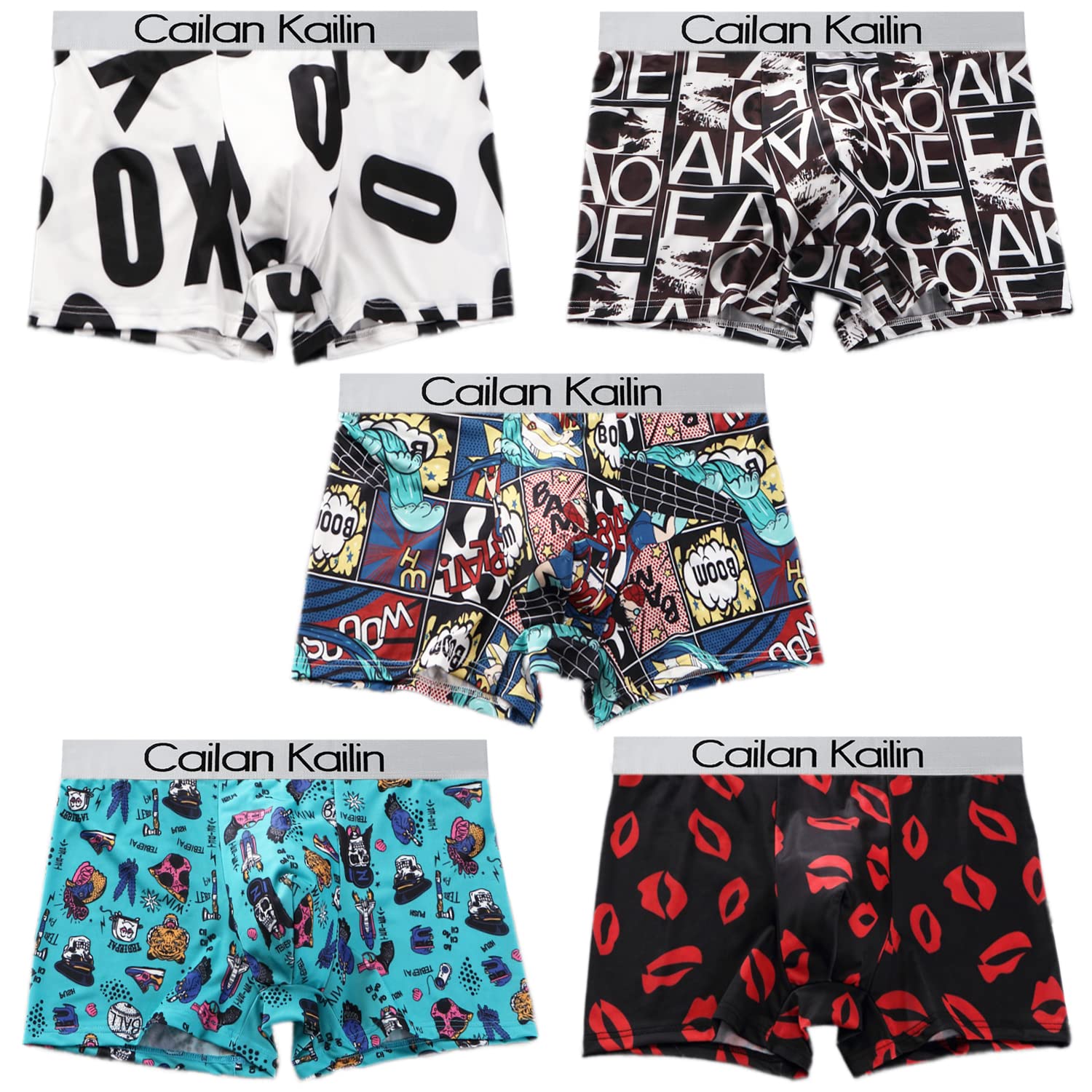 

Мужской набор боксеров-брифов из 5 штук Amtop, с передней застежкой, дышащие, влагоотводящие, быстросохнущие, антибактериальные и устойчивые к запаху, с низкой посадкой (C4-L)