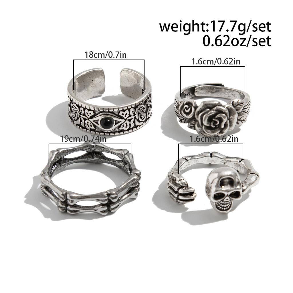 Fashion Personality Skull Ghost Claw Ring Men's Trendy Retro Personality Simple Niche Men's Ring Set