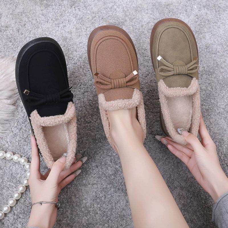 Cotton Shoes Women's Winter New Style Plus Velvet Thick Warm Snow Boots Pedal Mother Shoes Thick-soled All-match Warm Cotton Boots