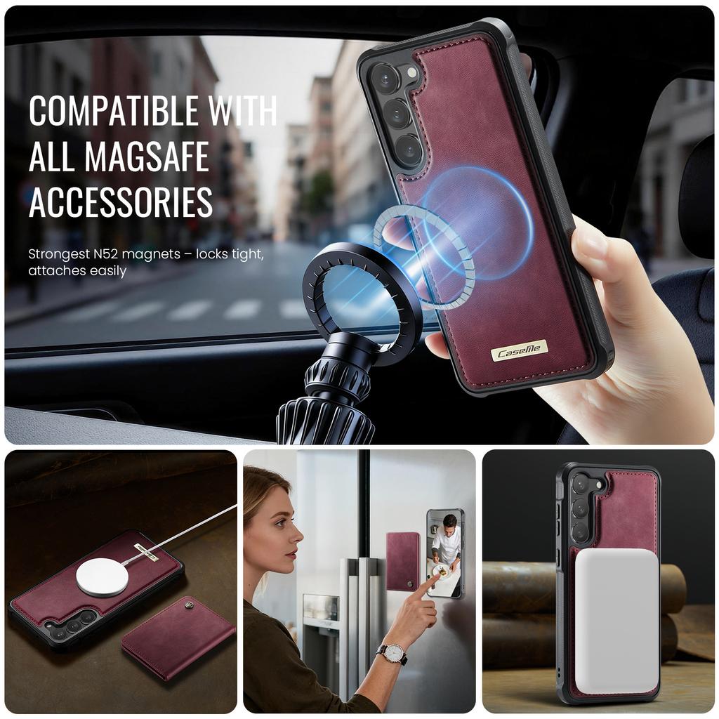 For Samsung Galaxy S23 Magnetic Case CASEME ME80 Series Leather PC TPU Phone Cover with Detachable Wallet