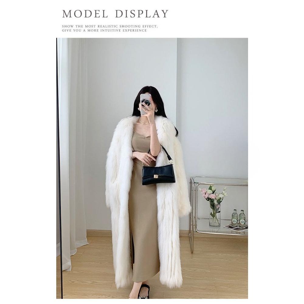 Winter Neuer Umweltfreundlicher Fuchspelz Langpelzmantel Damen Pelzmantel Dick Warm Damenmantel