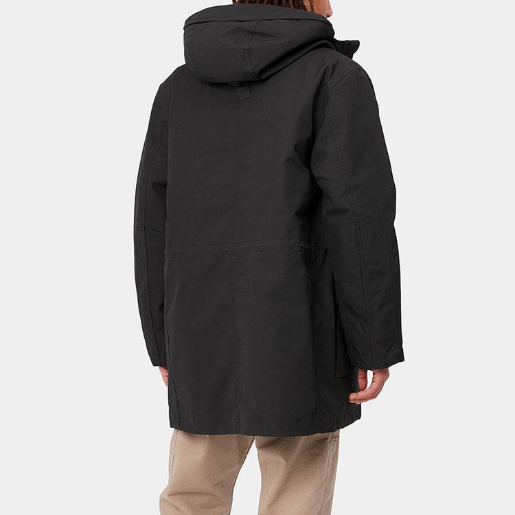 Carhartt WIP Solid Color Cotton Zip Hooded Parka Men outerwear Black I029455-26-XX