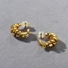 Premium Metal Copper Plated 18K Real Gold Irregular Twisted Lines S925 Silver Needle Earrings Personalized Trendy Earrings