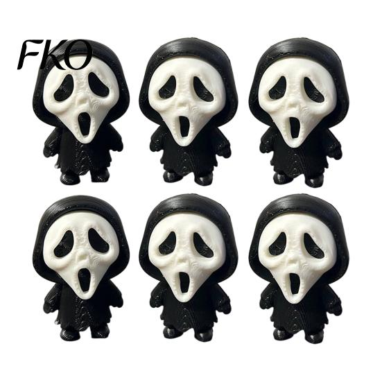 Compact Ghost Face Decor 3D Printed Scream Ornament, Mini Desktop Statue for Halloween Cartoon Desk Figurine Decoration, Funny Skeleton Home