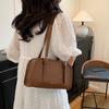 Casual Korean Style Boston Bag Underarm Simple Single Shoulder Bag Large Capacity Vintage PU Leather Handbag Unisex