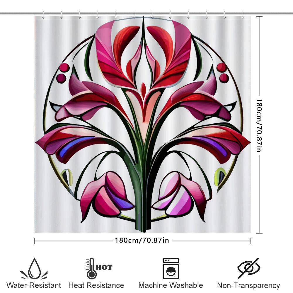 Creative abstract floral pattern shower curtain waterproof and mildew-proof bathroom curtain home decoration shower curtain