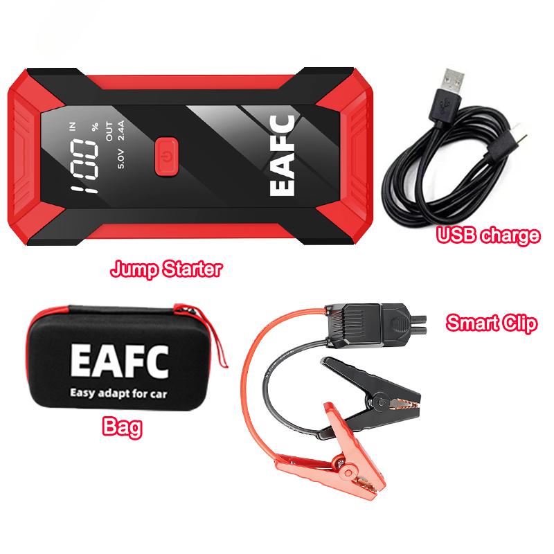 EAFC 2000A/600A Car Jump Starter Power Bank Portable Starting Device Lighting 12V Petrol Diesel Car Booster With Smart Clip