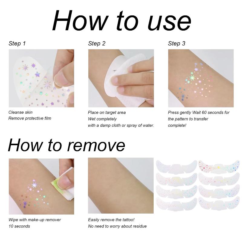 1 Sheet Glitter Freckles Holographic Stickers Waterproof Heart Freckle Temporary Tattoo Stickers Face Makeup