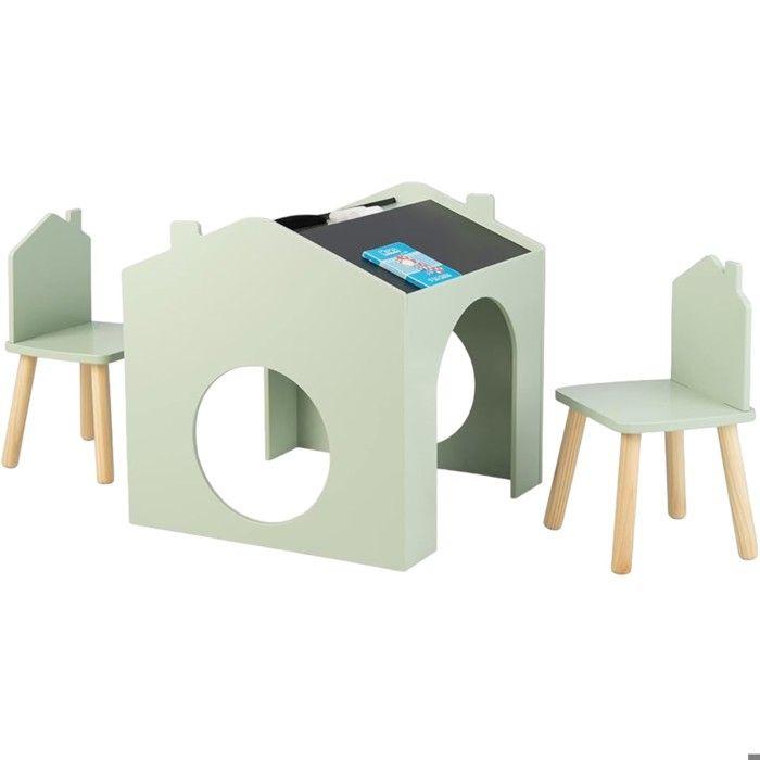 Maison d'activités multifonction - GINGER HOME - Table avec 2 chaises - Tableau noir - Design Montessori