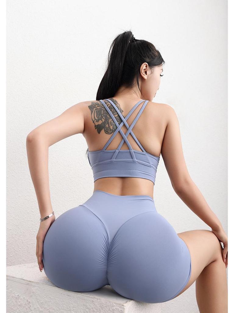 High-Waist Peach Lift Sports Shorts - Women's Yoga & Fitness Pants