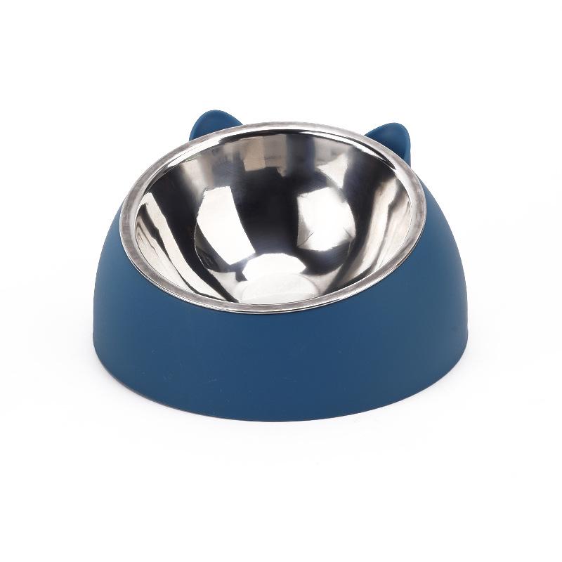 Stainless Steel Slanted Cat & Puppy Bowl - Small, Non-Slip Design for Food & Water
