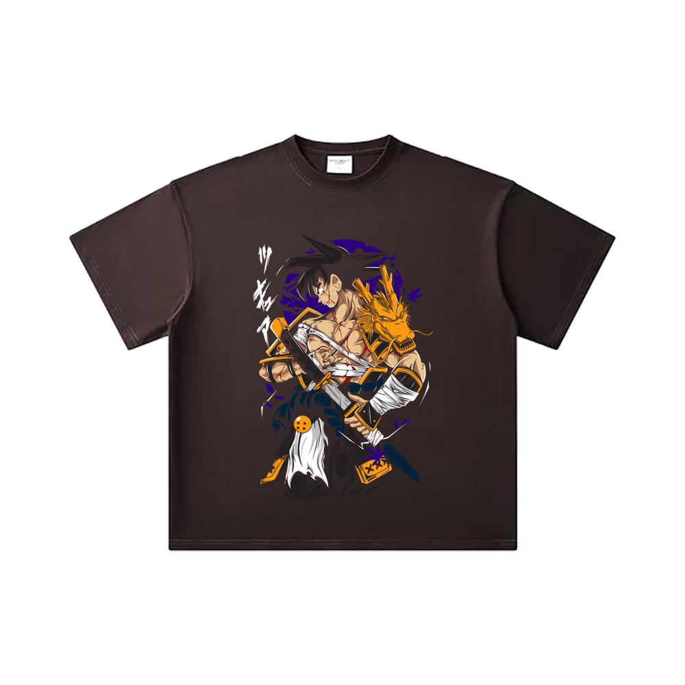 260 GSM Double Yarn 32 Count 100% Cotton Dragon Ball V68 Goku Samurai Print Unisex Heavy Cotton T Shirt