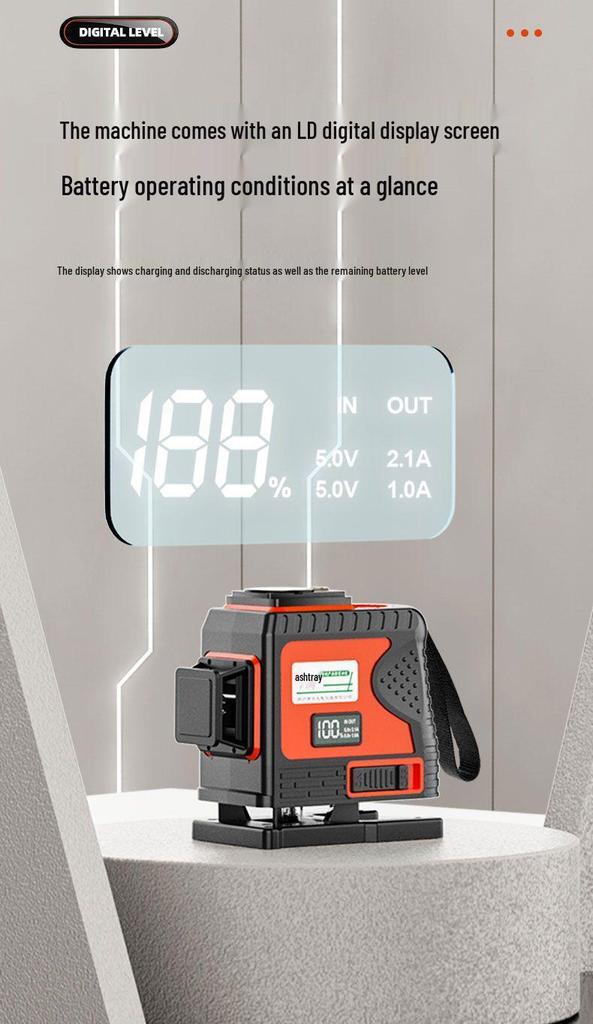 Yilong 12-Line Green/Red Infrared Laser Level with High Precision and Auto-Leveling for Outdoor Wall and Floor Use