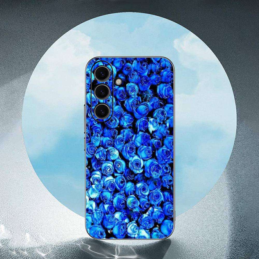Blaue Rose Kunst Für Samsung Galaxy S23 S24 S25 Ultra S22 Plus S21 Schwarzes Weiches Case Wasserdichtes Weiches Case