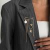 Unique Multi Layer Tassel Chain Brooch for Men Women Punk Personality Jewelry Accessory for Costume Formal Wear