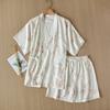 Cropped Sleeved Shorts Summer Women's Pajama Set Home Clothing Kimono Set Women's Pink Pajama Set