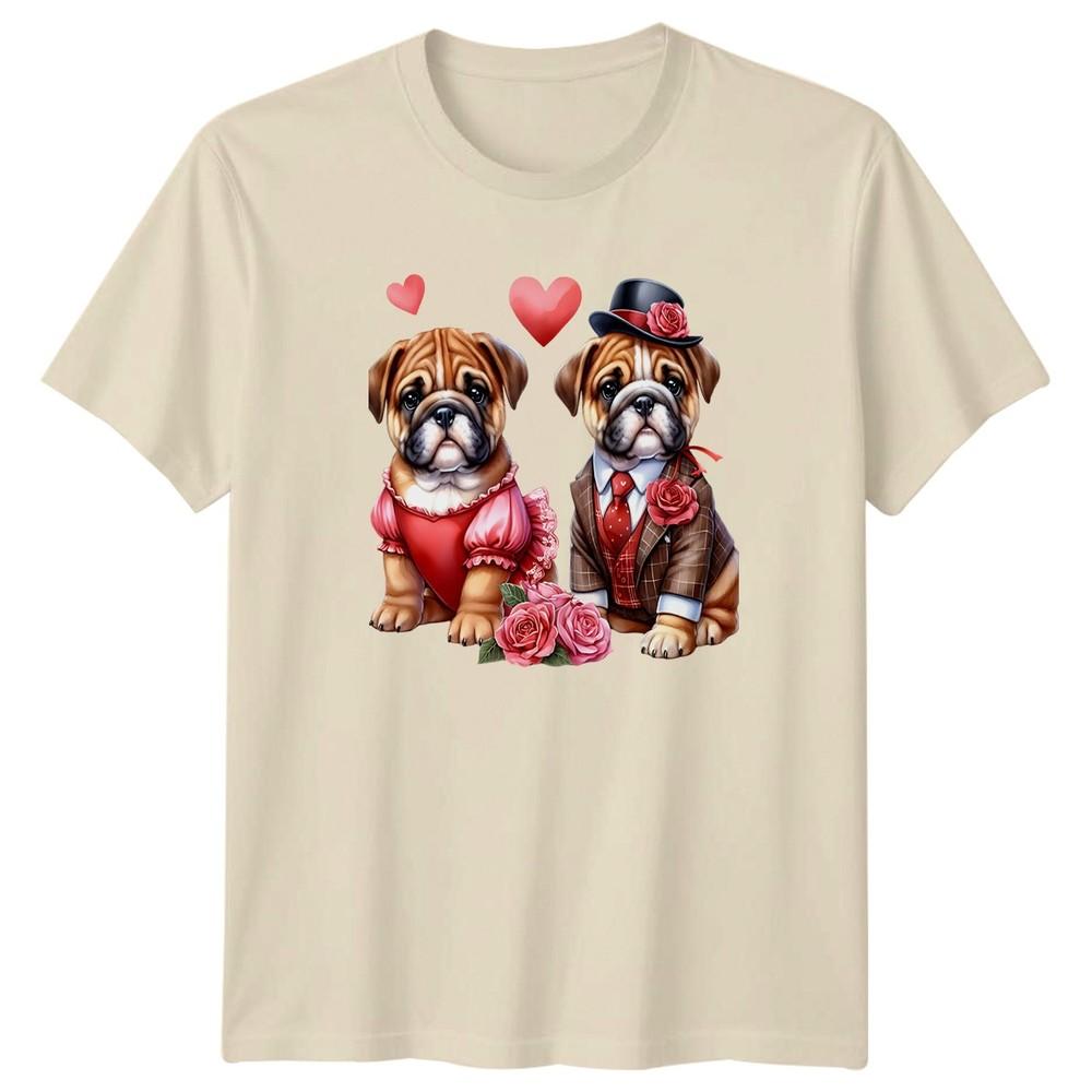 Bulldog Puppies Valentines Day Unisexs TShirt Unisexs Tee Graphic Unisex Top