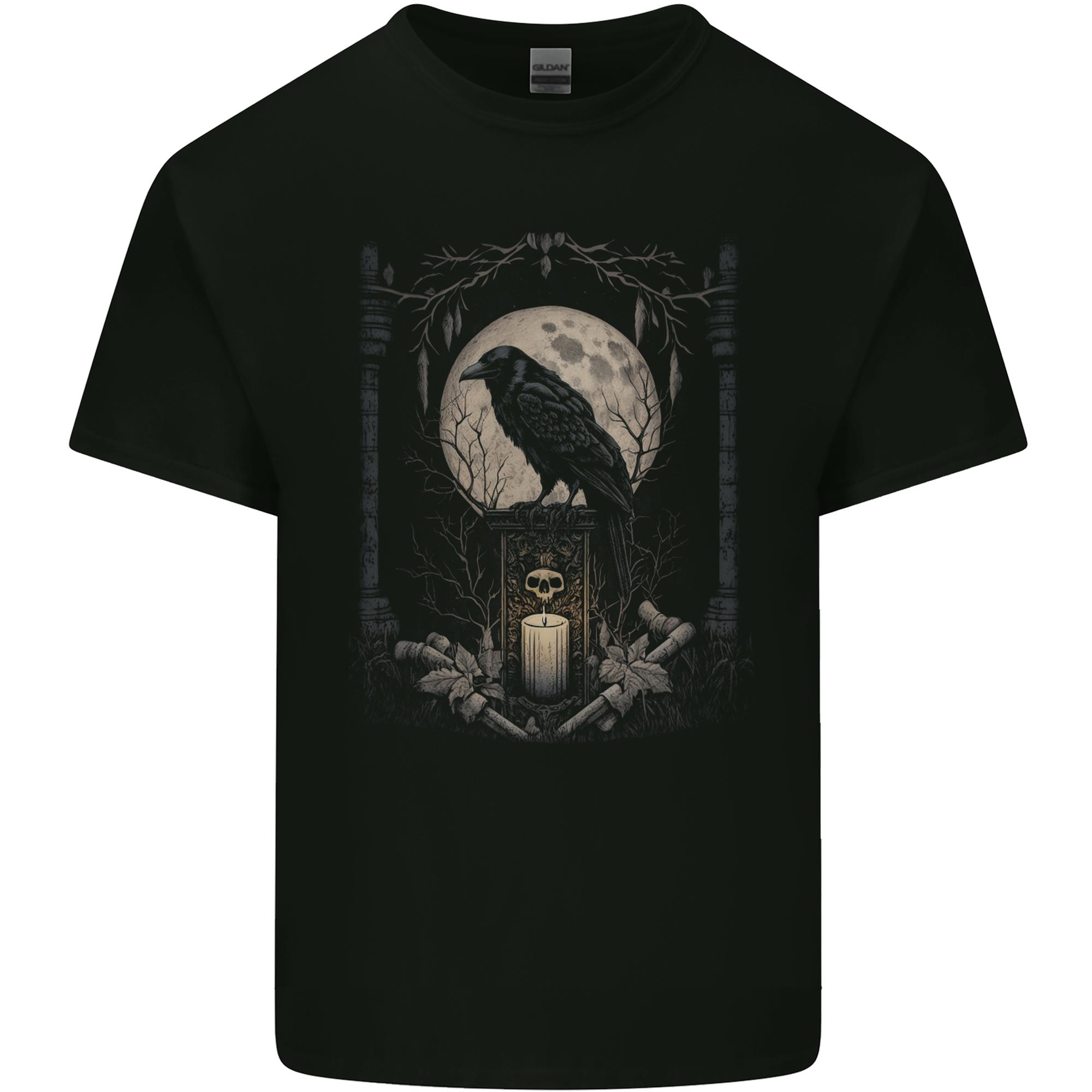 Moon Crow Gothic Goth Vikings Skull Raven Unisexs Light Cotton TShirt S