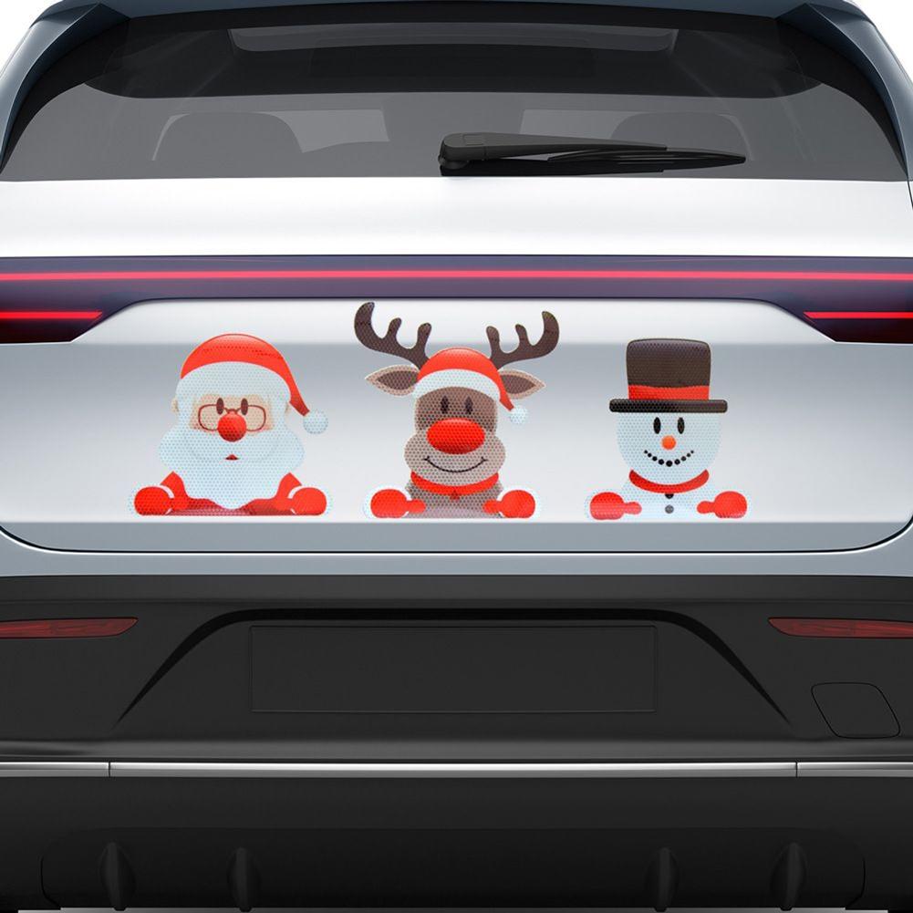 Christmas Car Decor Reflective Santa Stickers for a Festive Atmosphere