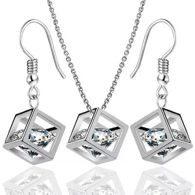 Jewelry Set Trendy Geometry Square Dangle Earrings Necklace Set Unique Design Style Wedding Jewelry ADM