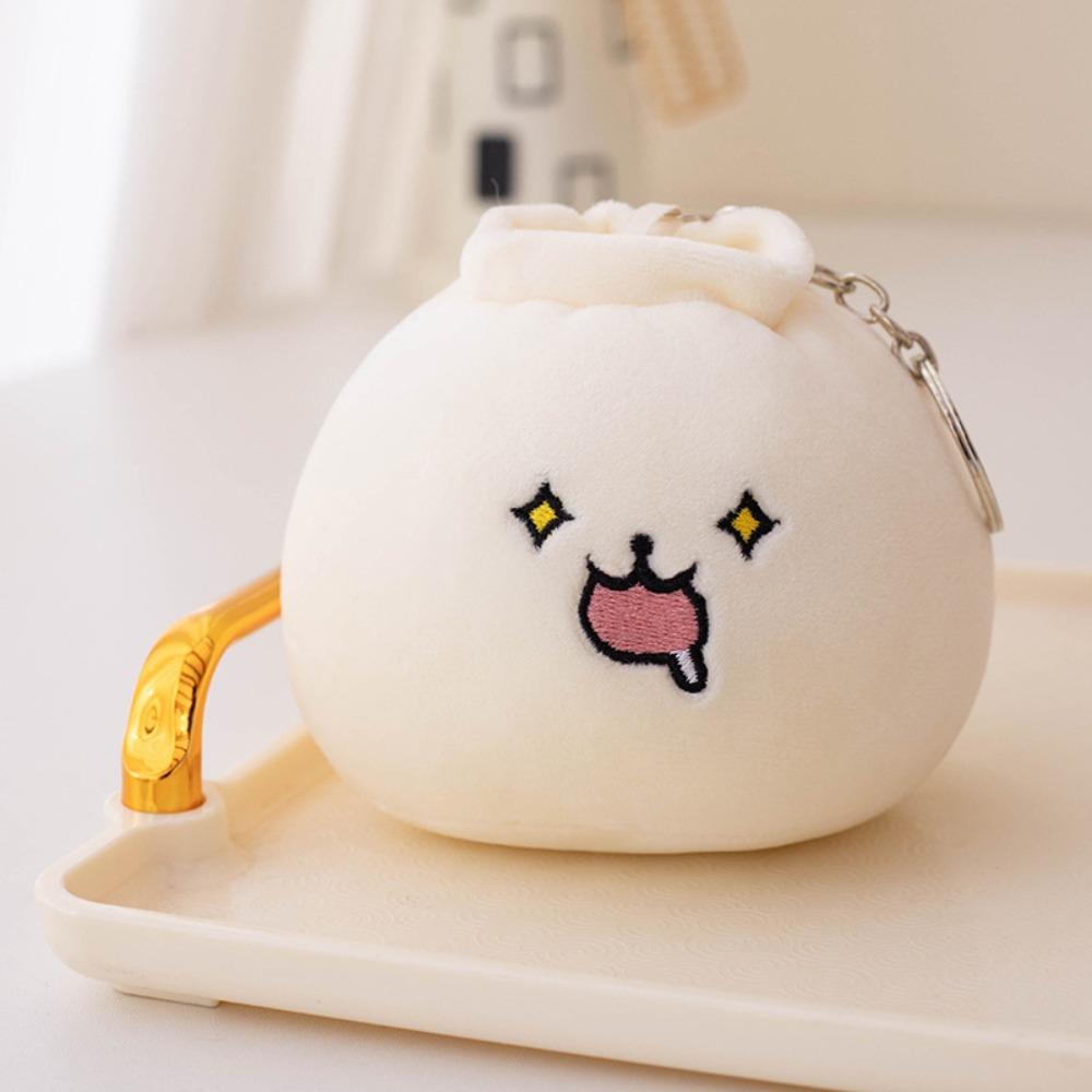 Face Food Gedämpftes gefülltes Brötchen Schlüsselanhänger Plüschknödel Schlüsselanhänger Chinesischer Reis Bao Plüsch Kindergeschenk