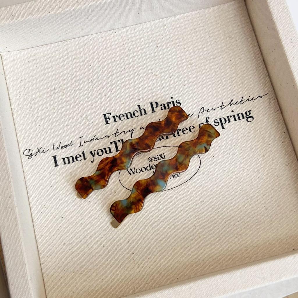 2Pcs/Set Simple Retro Wave Shaped Acetic Bangs Hairpins Sweet Cute Hair Side Hair Clips Style Barrettes Fashion Hair Accessories