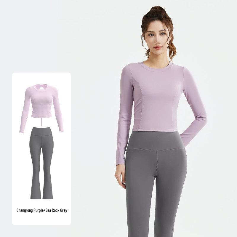 2025 Women's Breathable Running Set with Long Sleeve, Cutout Back, Drawstring, and Chest Pads