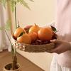 Panier en Osier Rotin Tressé à la Main Panier à Fruits Thé En-cas Pain Boîte de Rangement Ronde Cosmétique Plateau Jacinthe d'Eau Plat à Bijoux