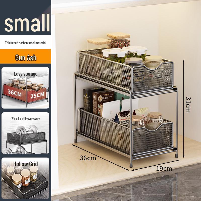 Multi-functional Sliding Drawer Rack for Kitchen & Bathroom Storage