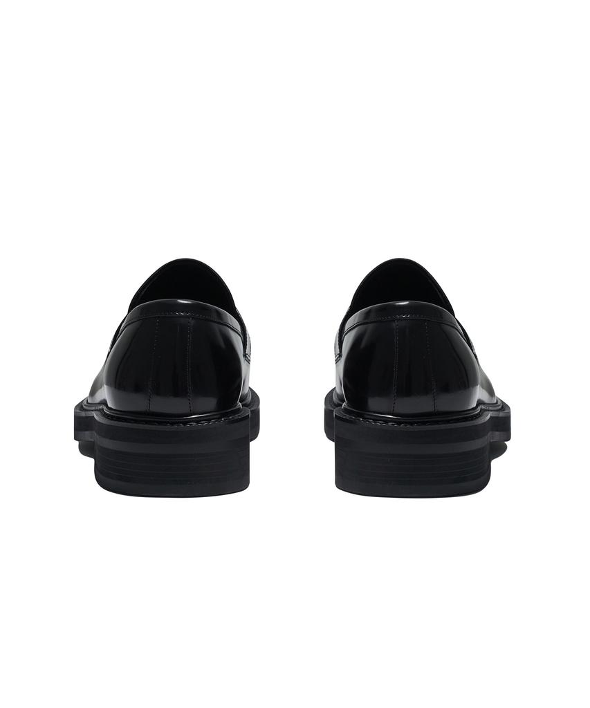 Musinsa Standard Bold Moc Toe Loafers [Black]