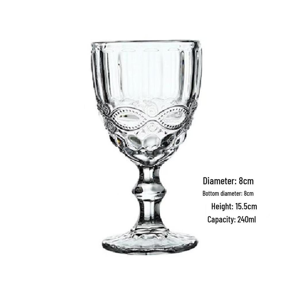 Vintage geprässter Rotweinglas - Elegantes dickes Glas für Hochzeiten & Dekoration