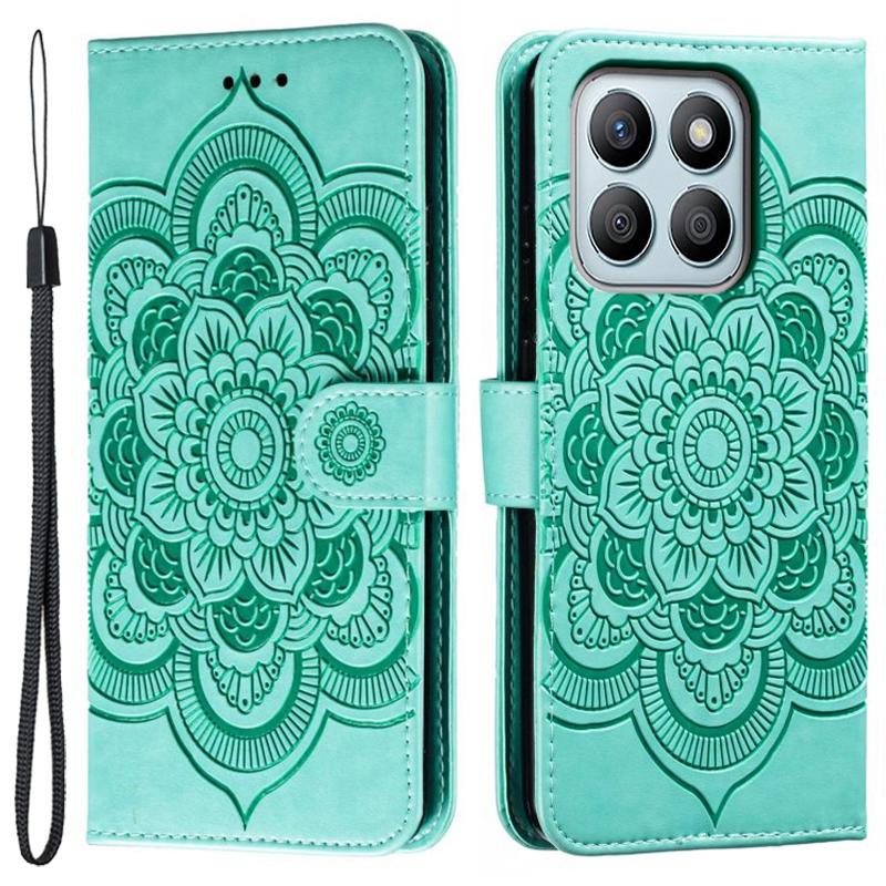For Honor X8b 4G Case PU Leather Mandala Imprinted Design Wallet Phone Cover