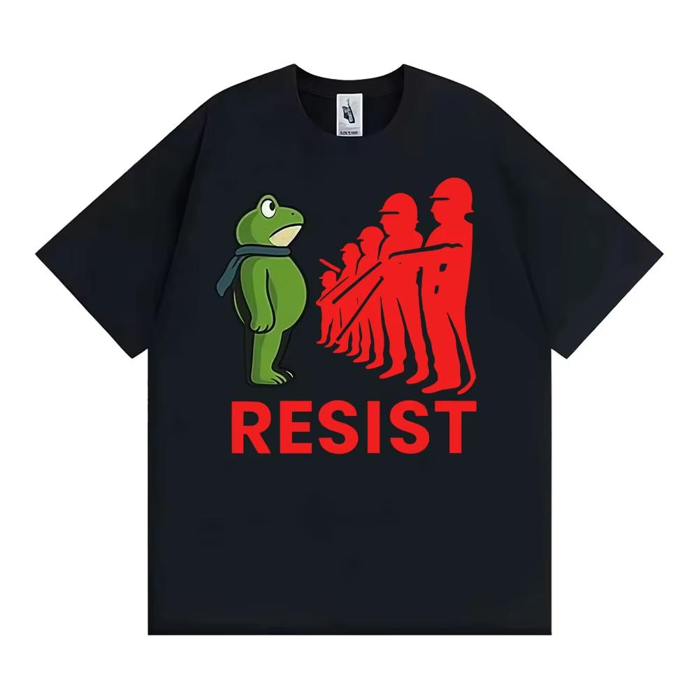 Portland Frogs Dont Obey Meme T Shirt Resist Portland Frog Resist Funny Tshirts Unisex Women Casual Cotton Oversized Tshirt