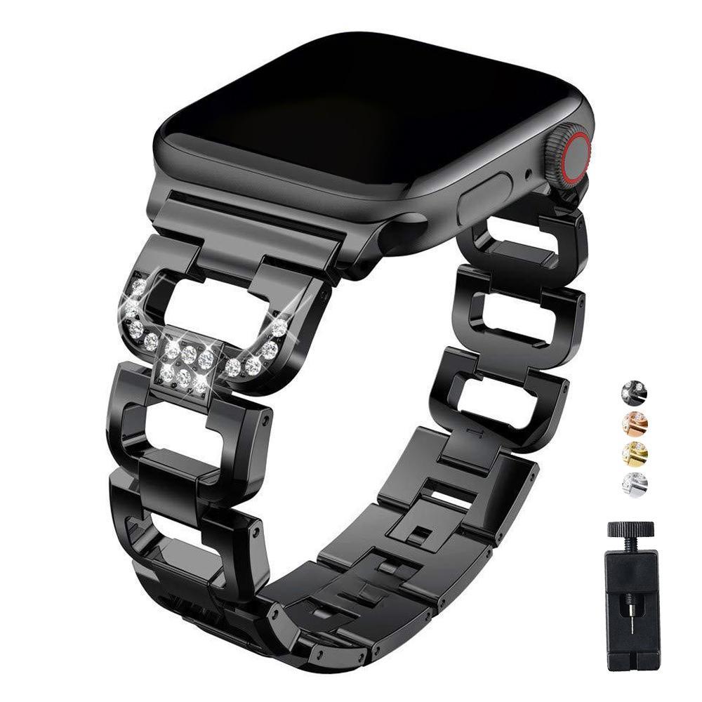 

Металлический ремешок для часов с бриллиантами для Apple Watch, ремешок 44 мм, 41 мм, 40 мм, 45 мм для Iwatch Series 7 SE 6 5 4, роскошный браслет из нержавеющей стали
