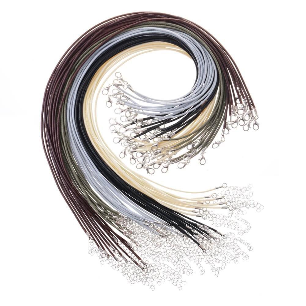 DIY Jewelry Accessories: Black Waxed Leather Necklace Cord with Lobster Clasp